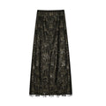 Black & Gold Sequin Fringe Maxi Skirt - image 1