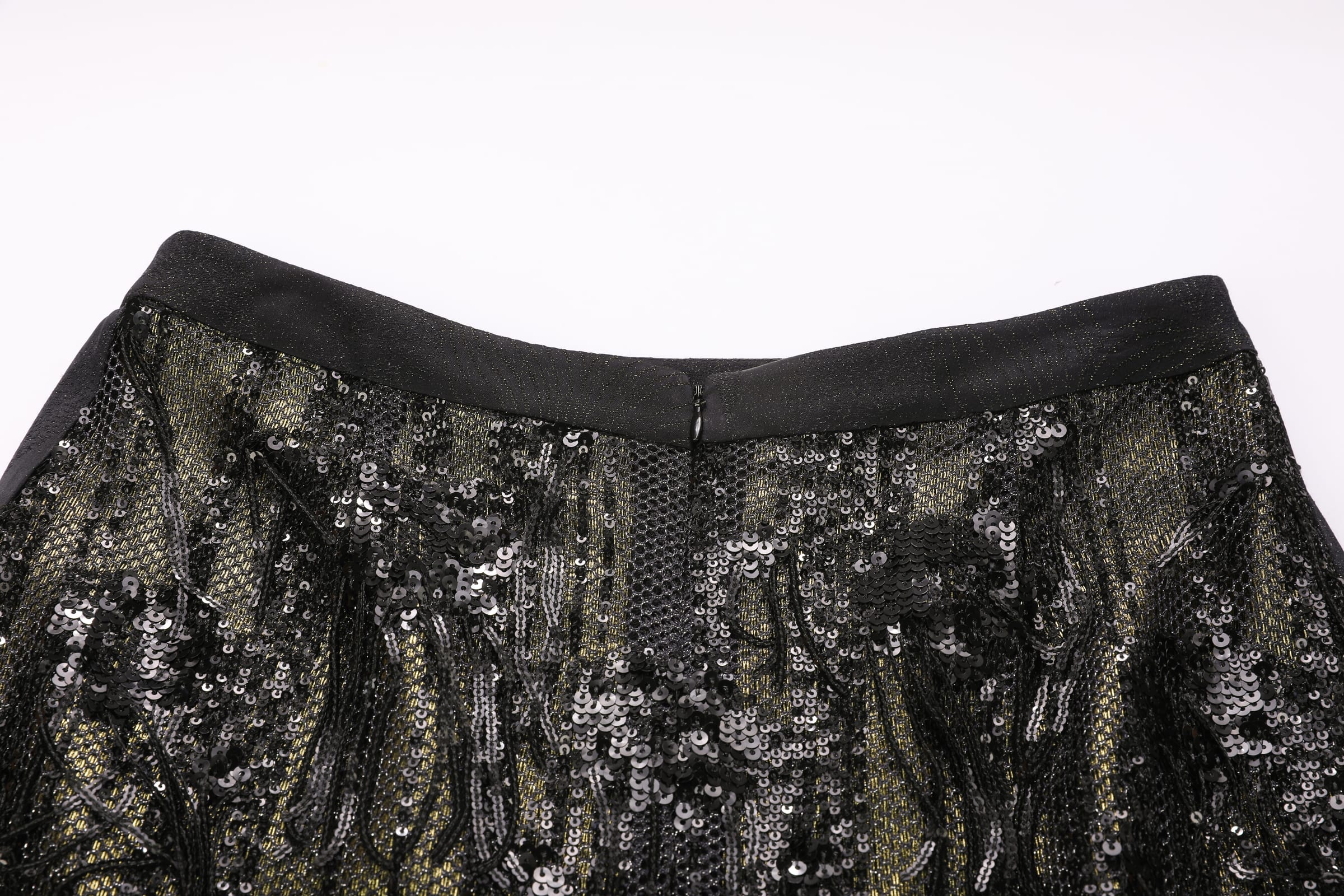 Black & Gold Sequin Fringe Maxi Skirt - image 5