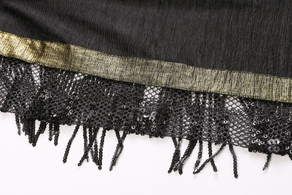 Black & Gold Sequin Fringe Maxi Skirt - image 7