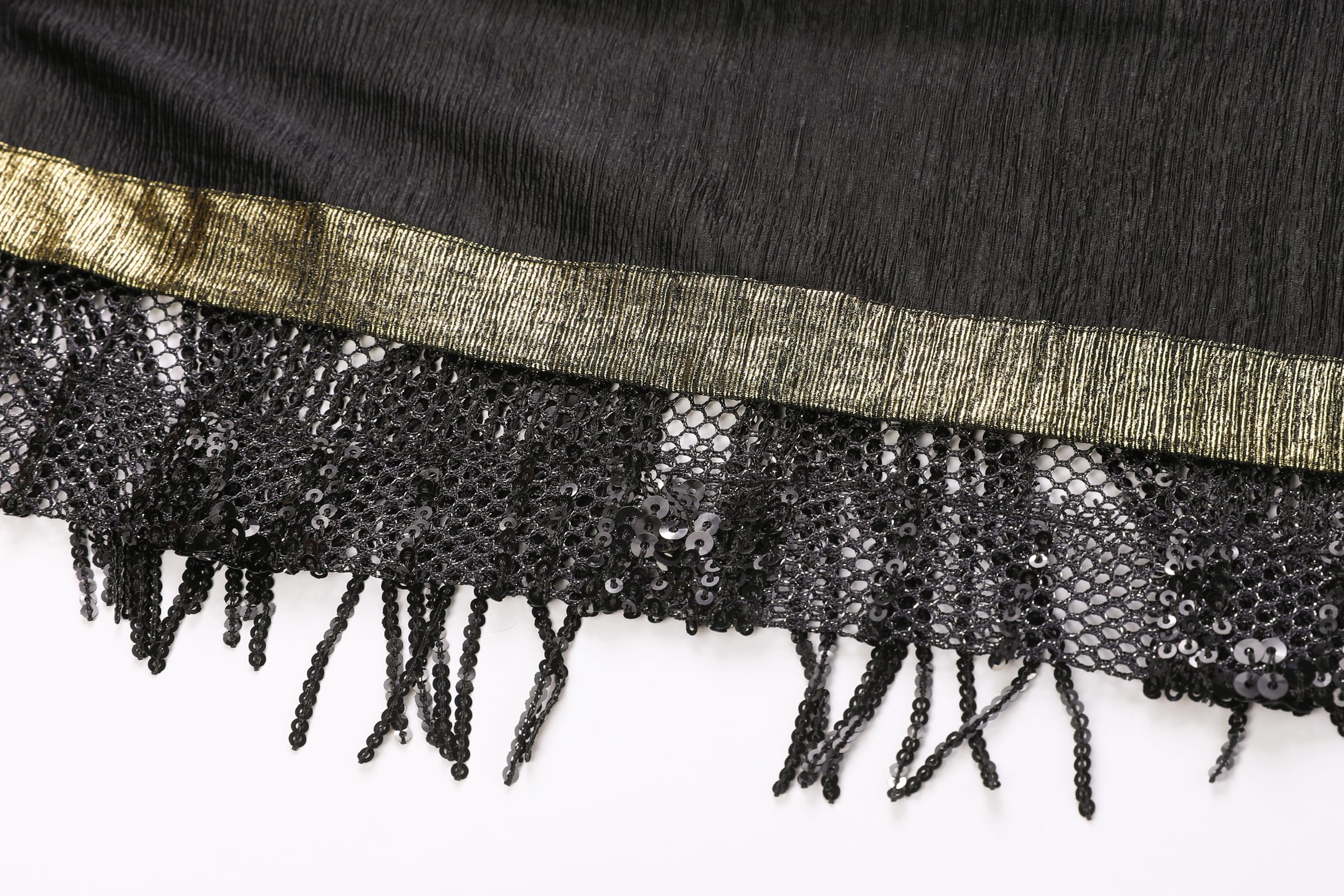Black & Gold Sequin Fringe Maxi Skirt - image 7
