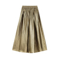 Gold Pleated Wide-Leg Trousers - image 1