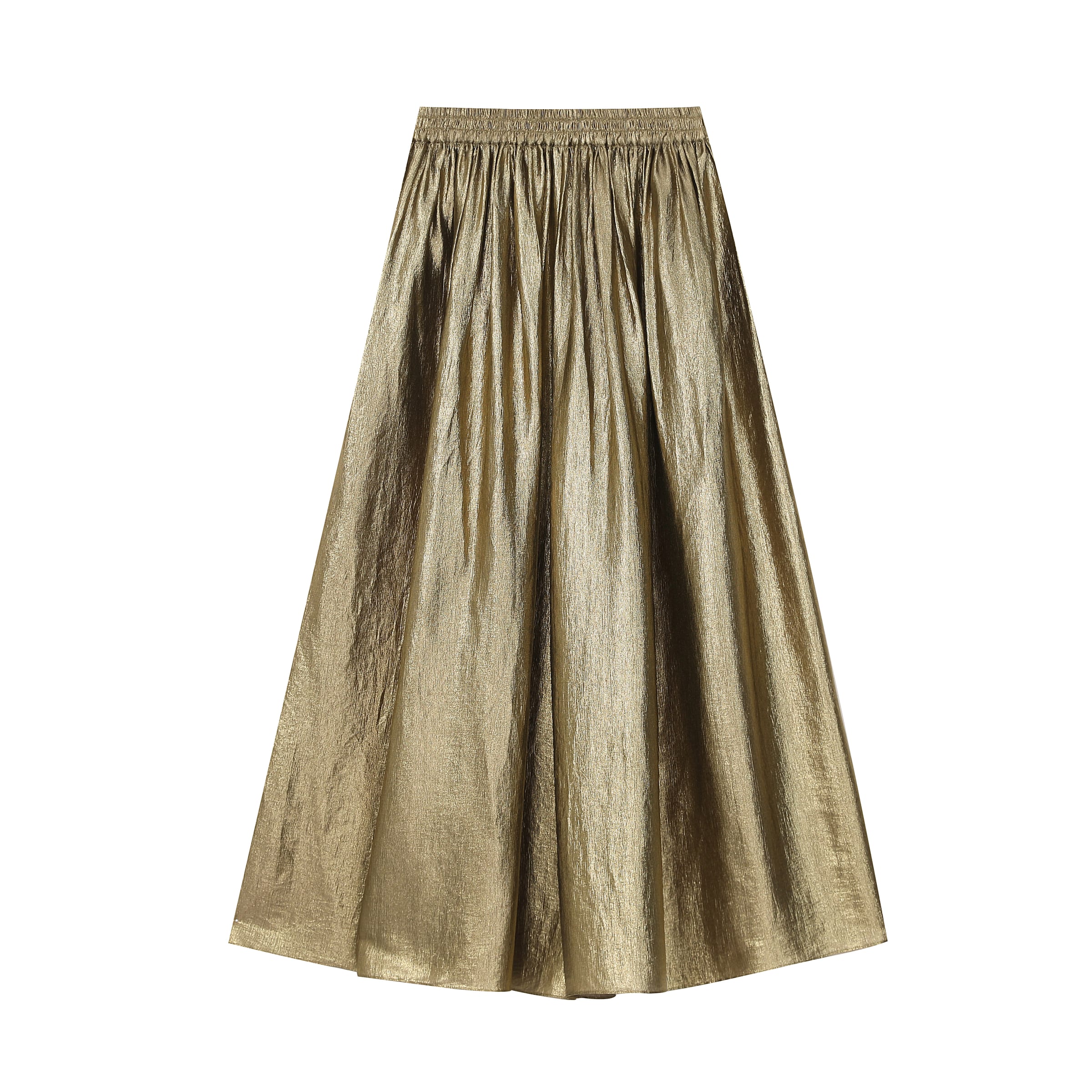Gold Pleated Wide-Leg Trousers - image 1