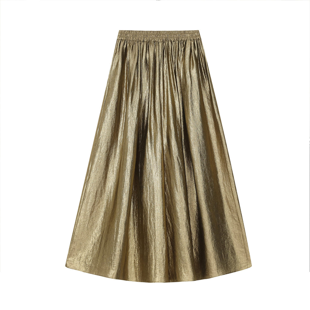 Gold Pleated Wide-Leg Trousers - image 2