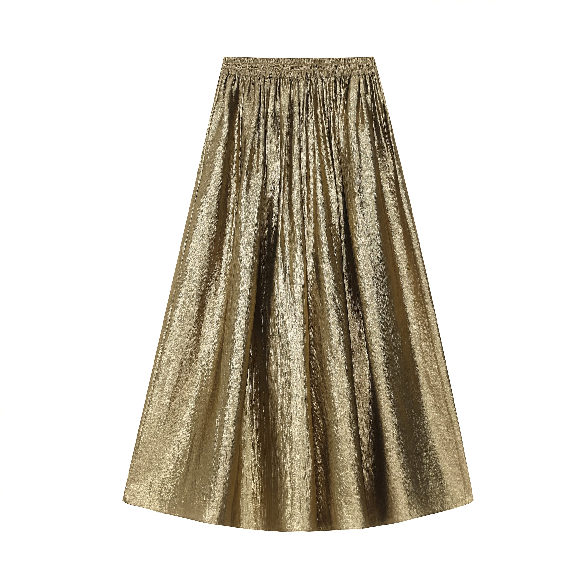 Gold Pleated Wide-Leg Trousers - image 2