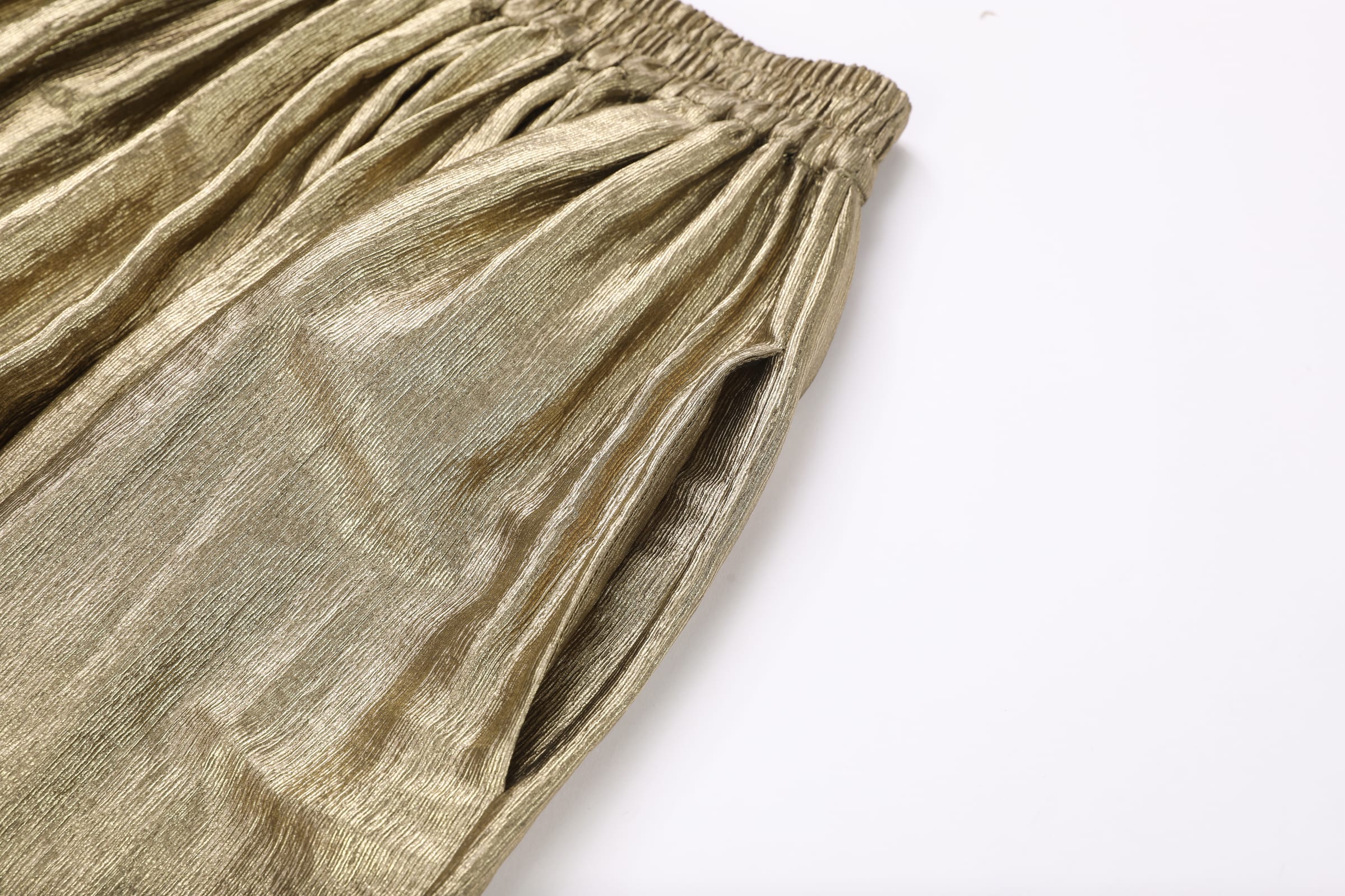 Gold Pleated Wide-Leg Trousers - image 4