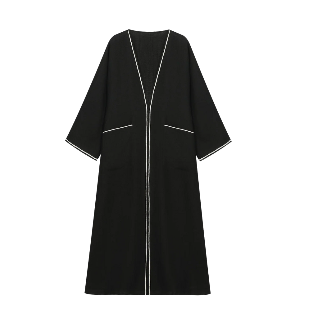 Waffle-Weave Duster Abaya Black - image 1