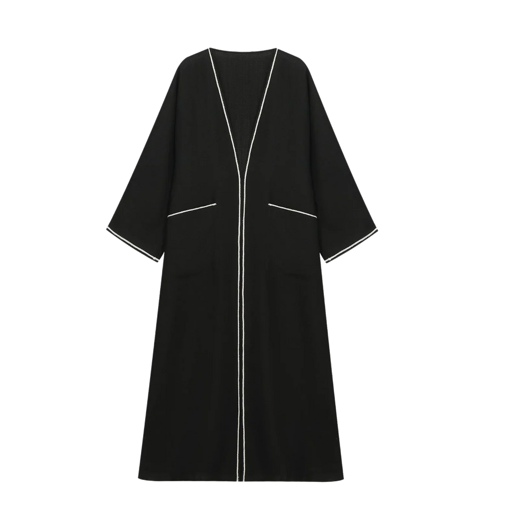 Waffle-Weave Duster Abaya Black - image 1