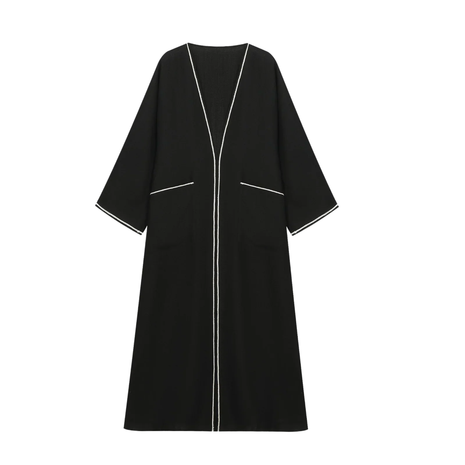 Waffle-Weave Duster Abaya Black - image 1