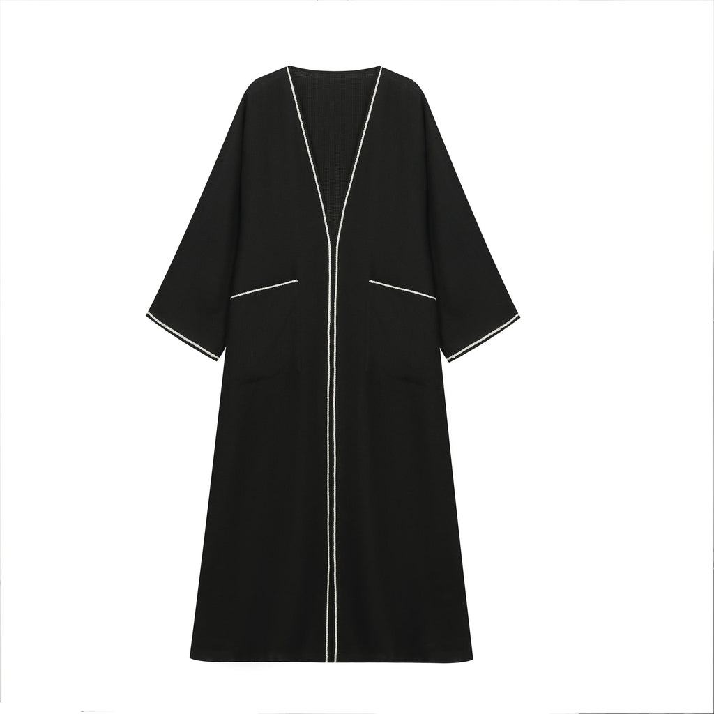 Waffle-Weave Duster Abaya Black - image 2