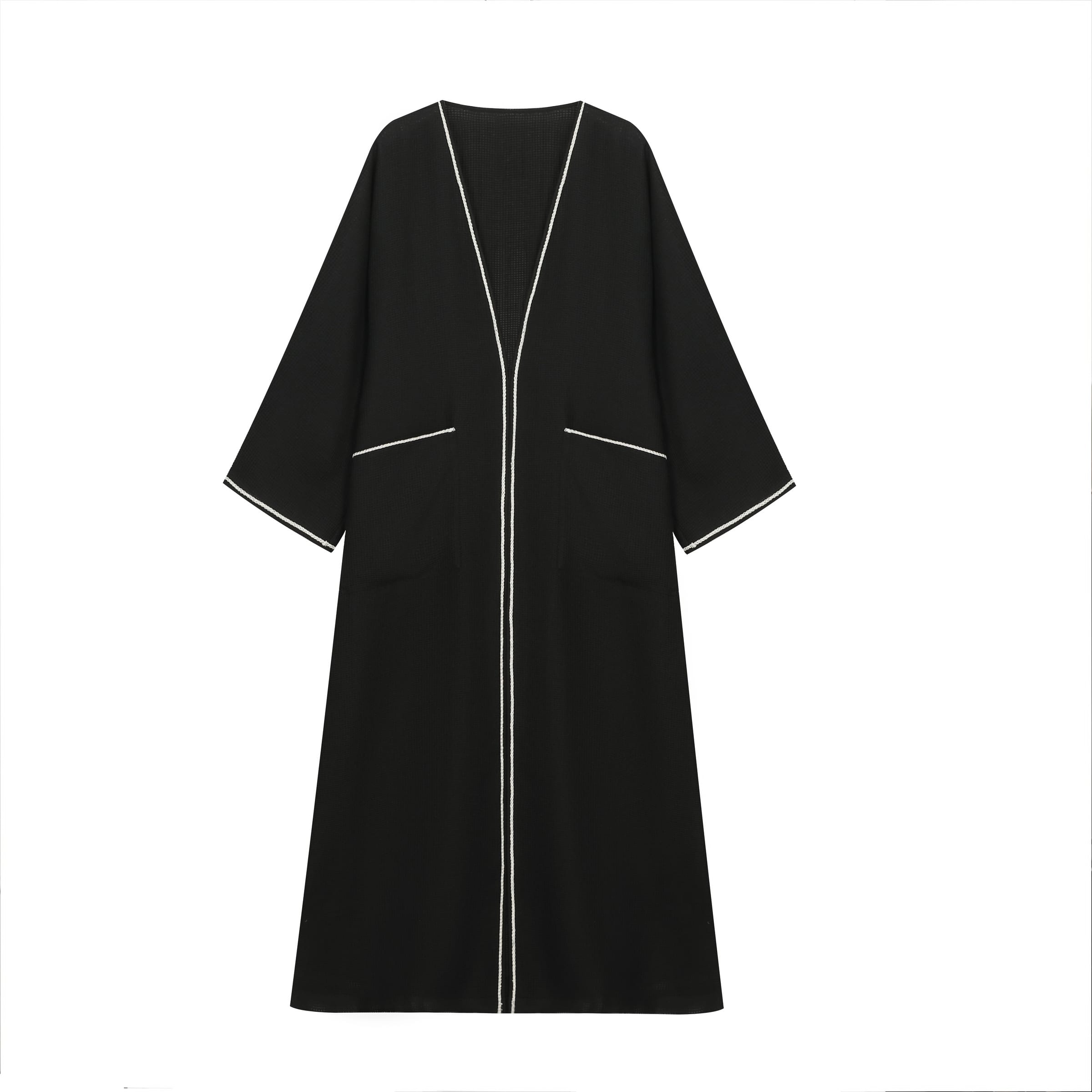 Waffle-Weave Duster Abaya Black - image 2