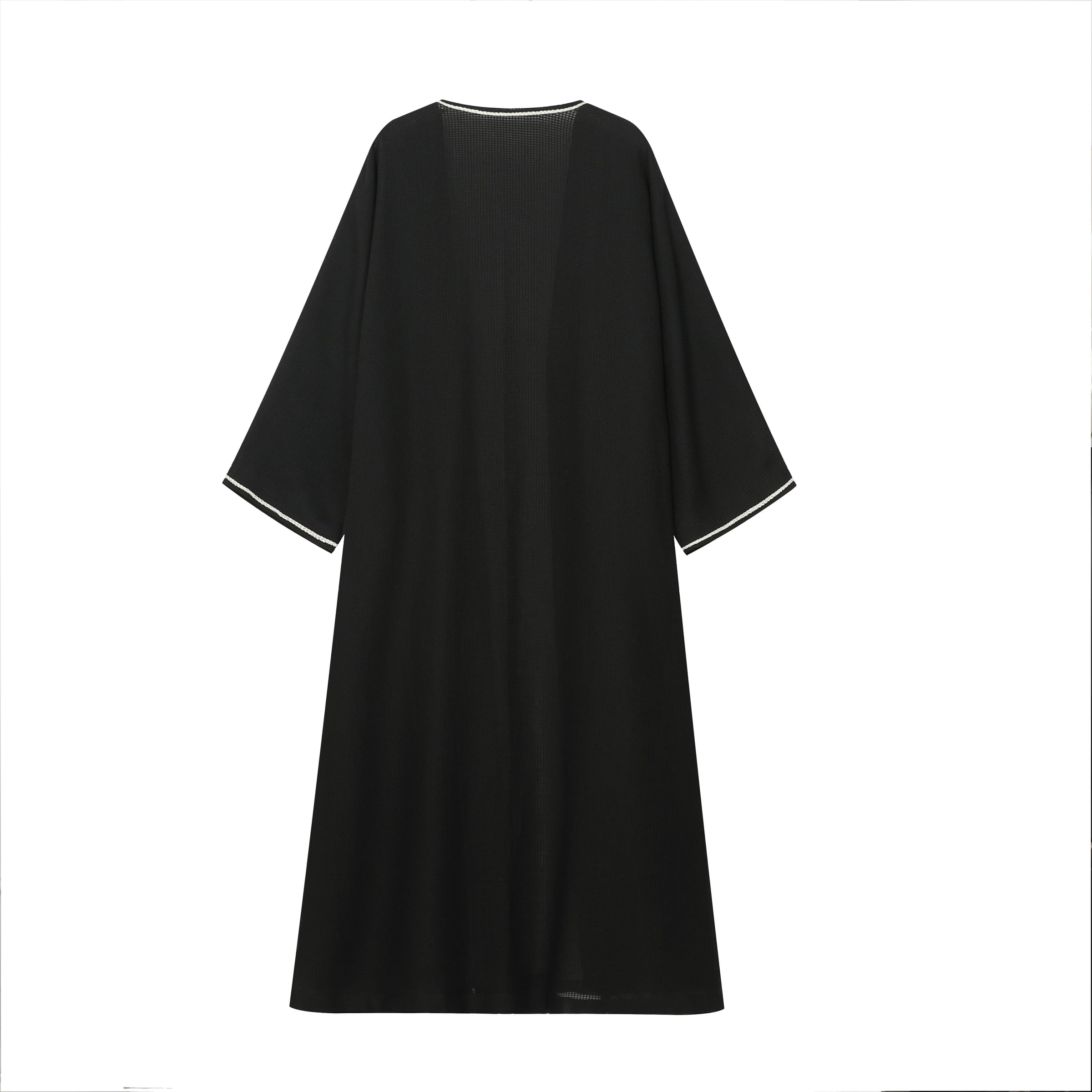 Waffle-Weave Duster Abaya Black - image 3