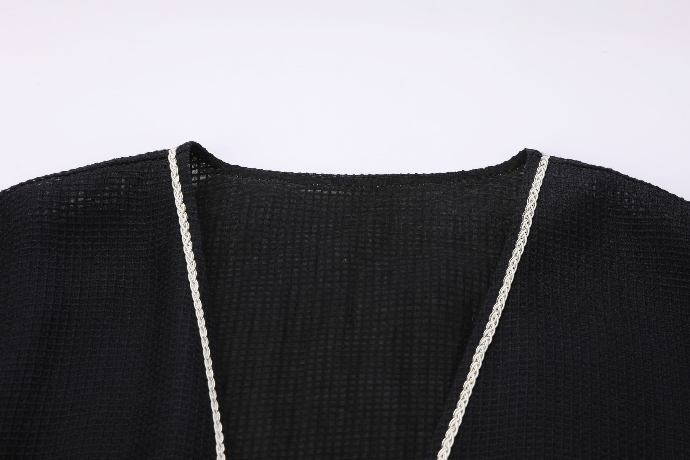 Waffle-Weave Duster Abaya Black - image 4