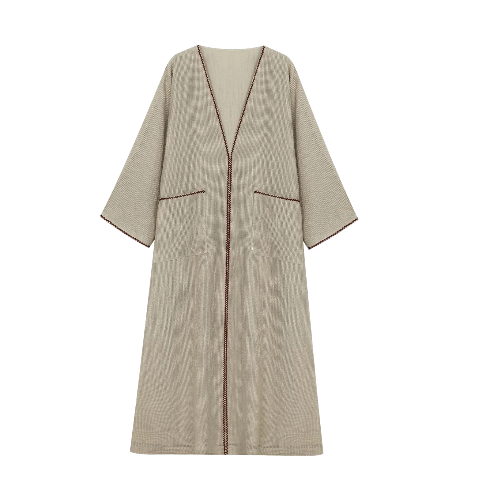 Waffle-Weave Duster Abaya Light Mocha - image 1