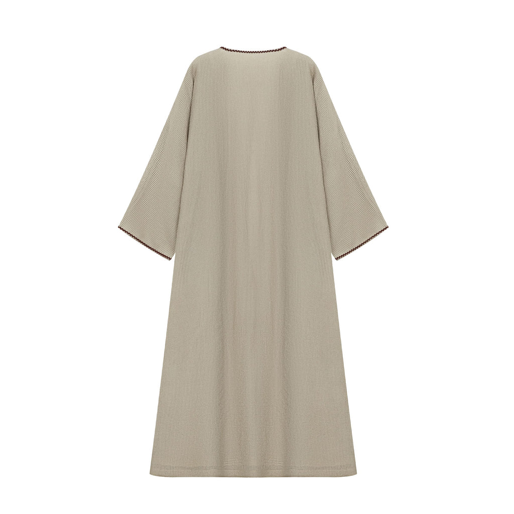 Waffle-Weave Duster Abaya Light Mocha - image 3