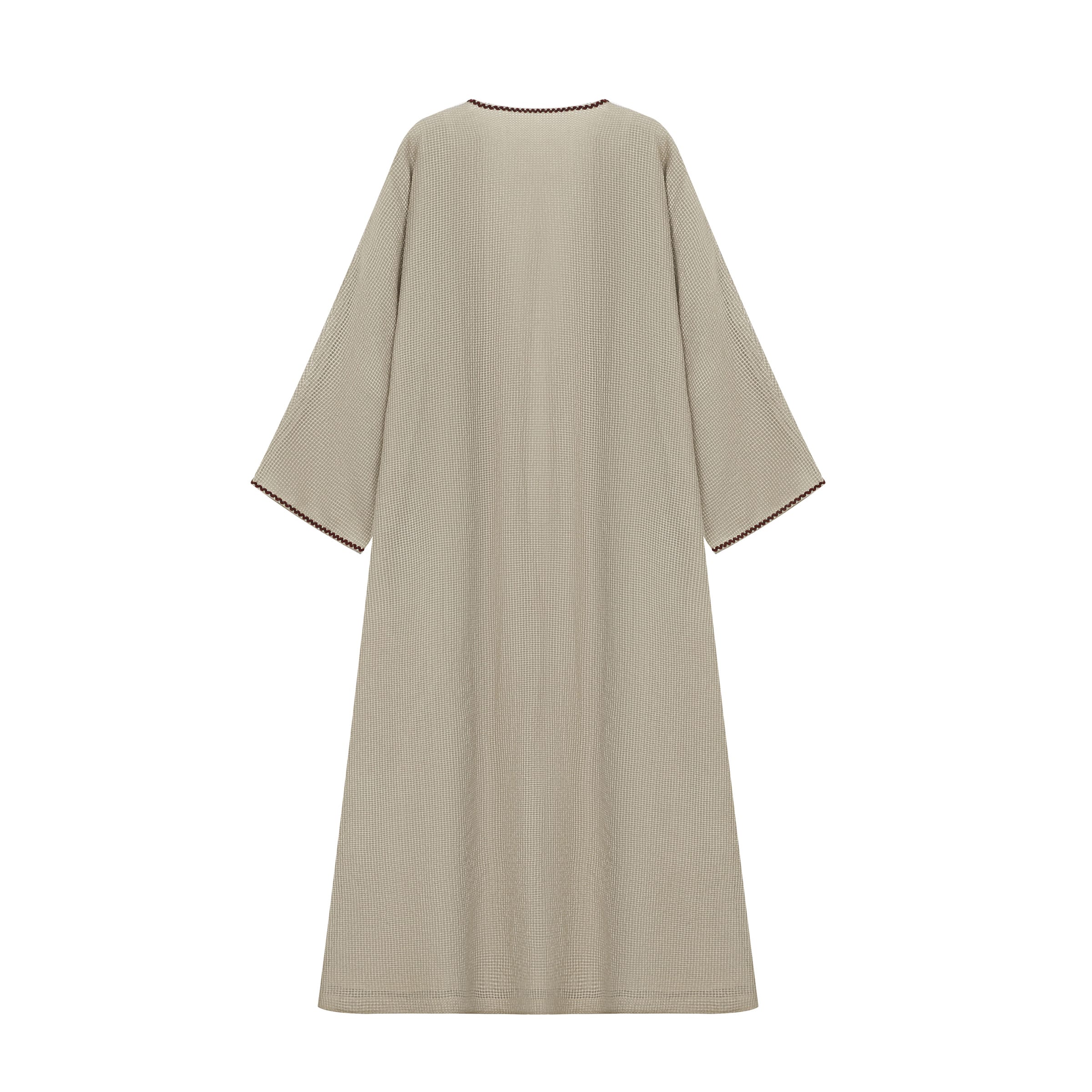 Waffle-Weave Duster Abaya Light Mocha - image 3