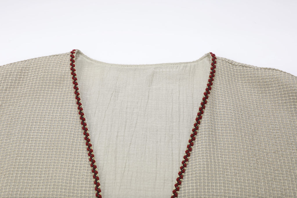 Waffle-Weave Duster Abaya Light Mocha - image 4