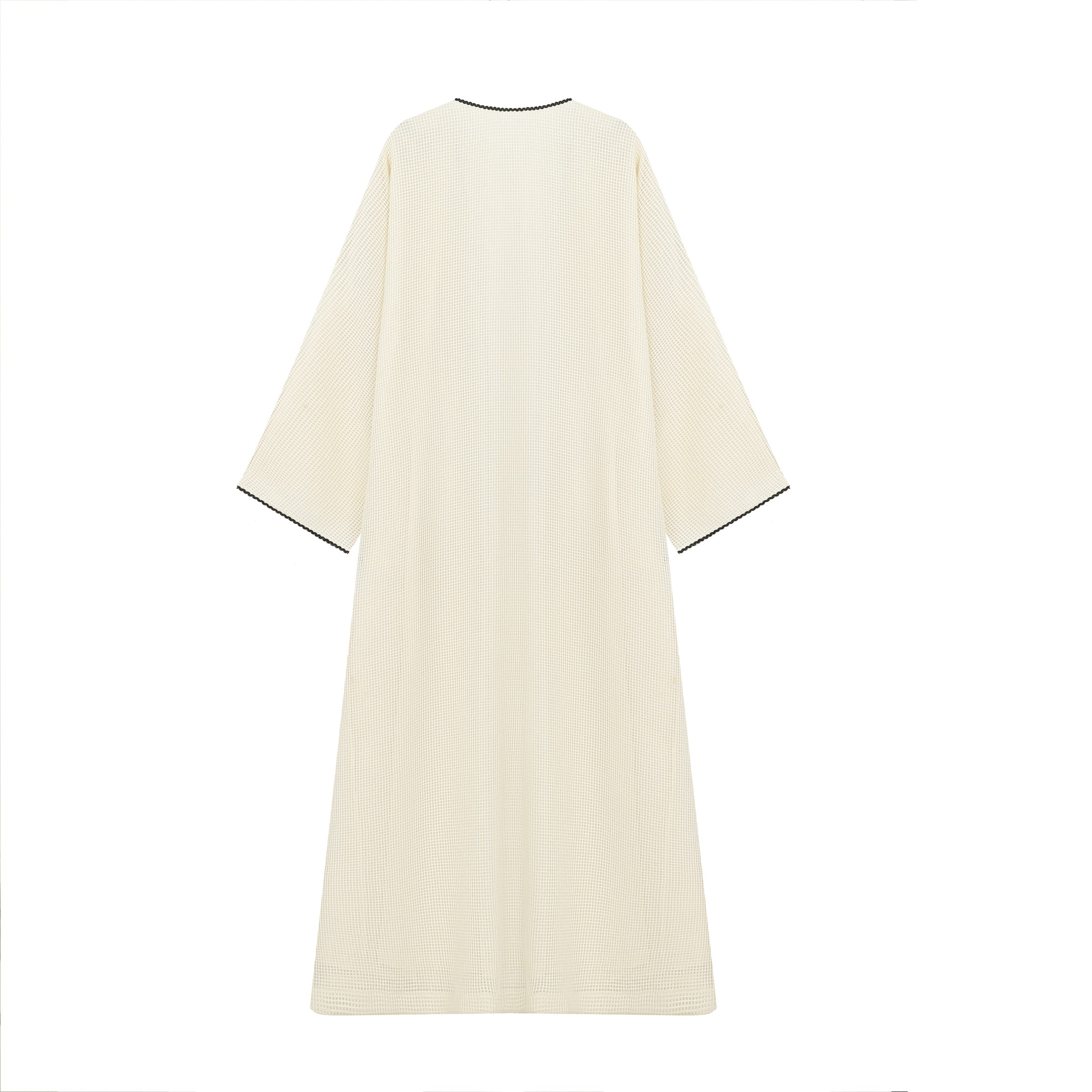 Waffle-Weave Duster Abaya Ivory - image 3