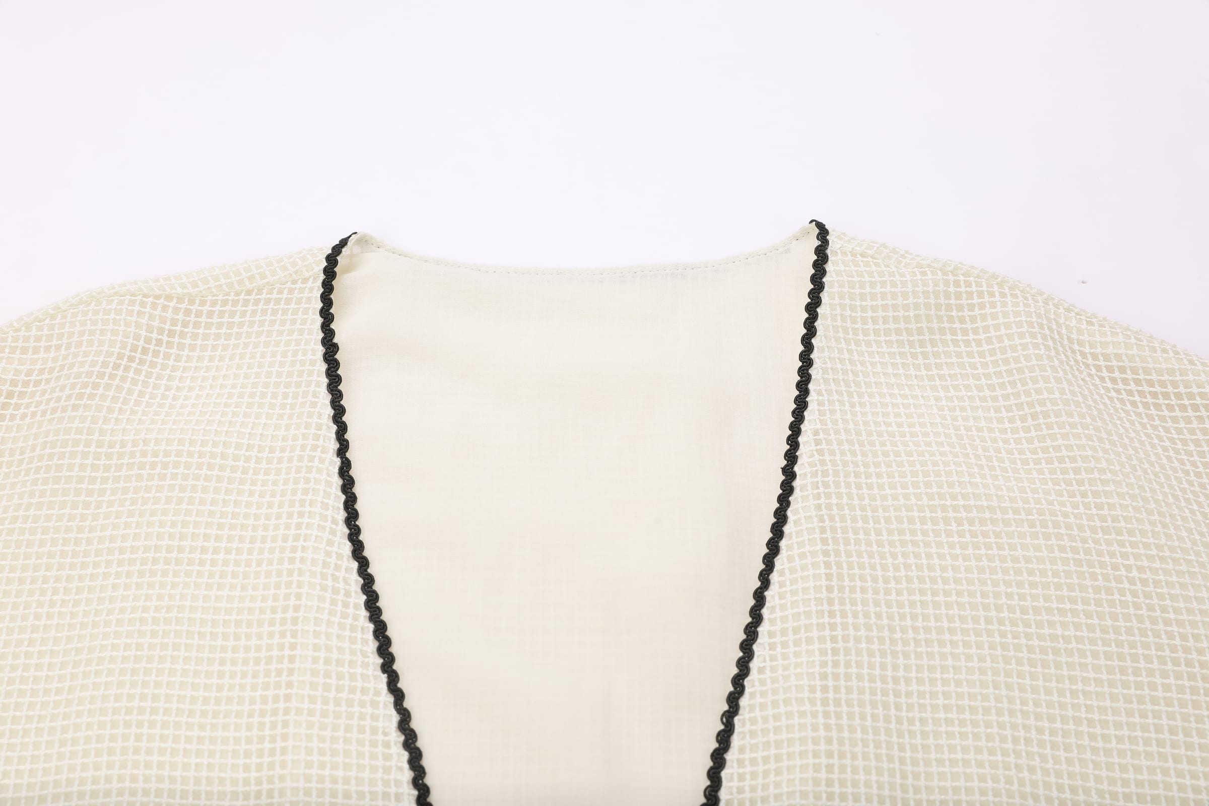 Waffle-Weave Duster Abaya Ivory - image 4