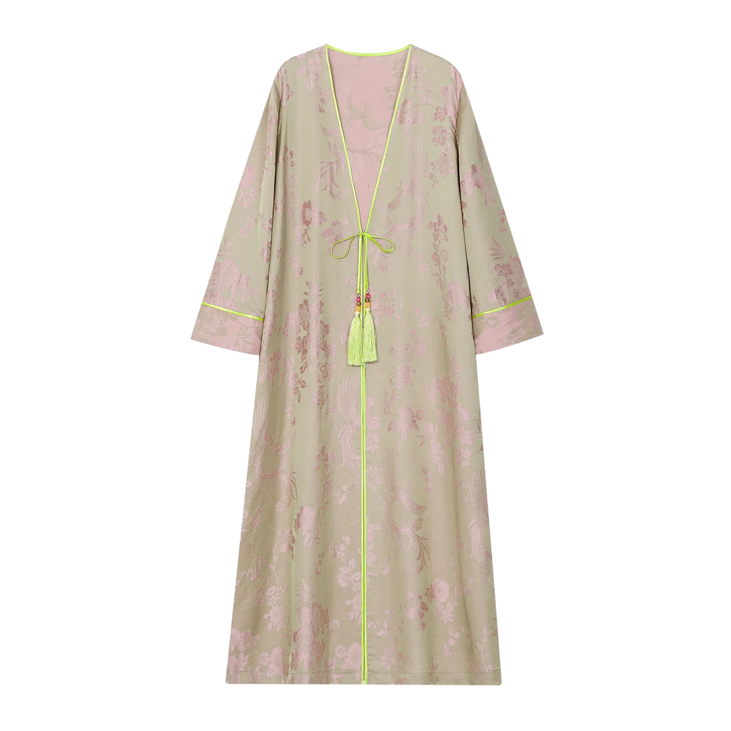 Phoenix Brocade Abaya Neon Green - image 1