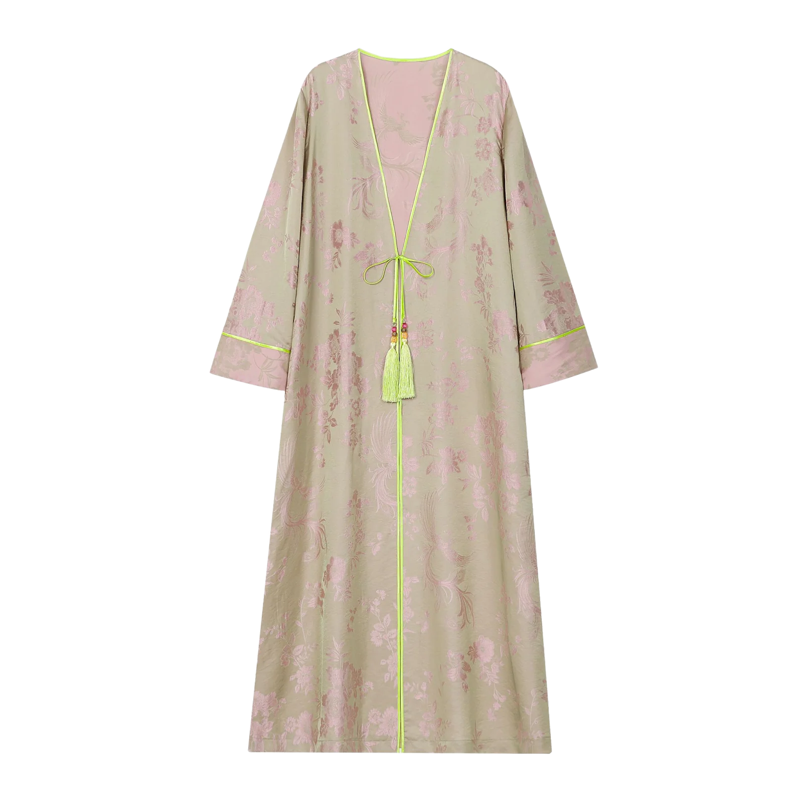 Phoenix Brocade Abaya Neon Green - image 1