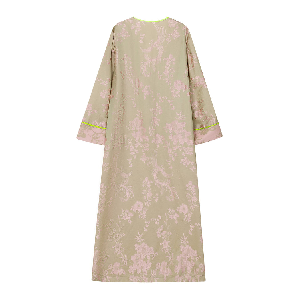 Phoenix Brocade Abaya Neon Green - image 2