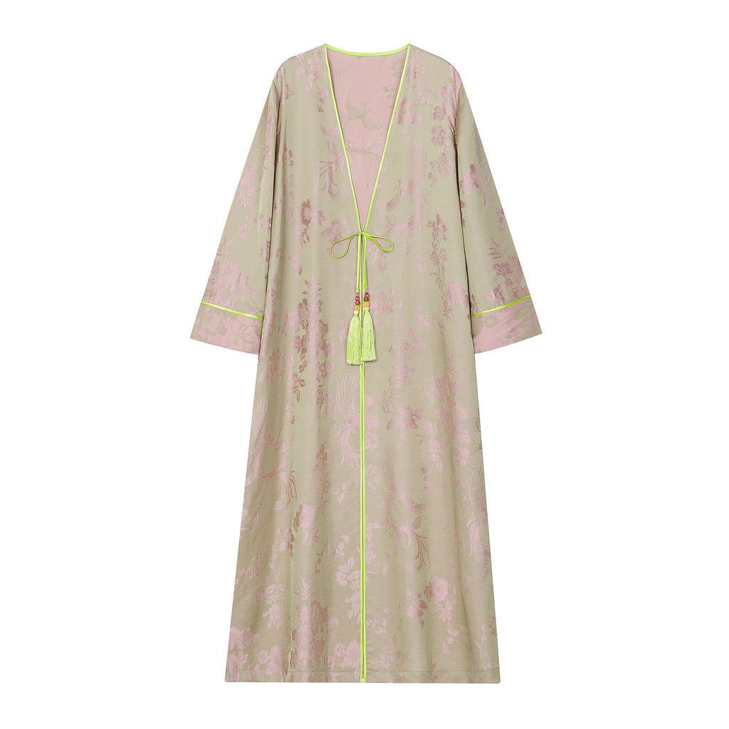 Phoenix Brocade Abaya Neon Green - image 6