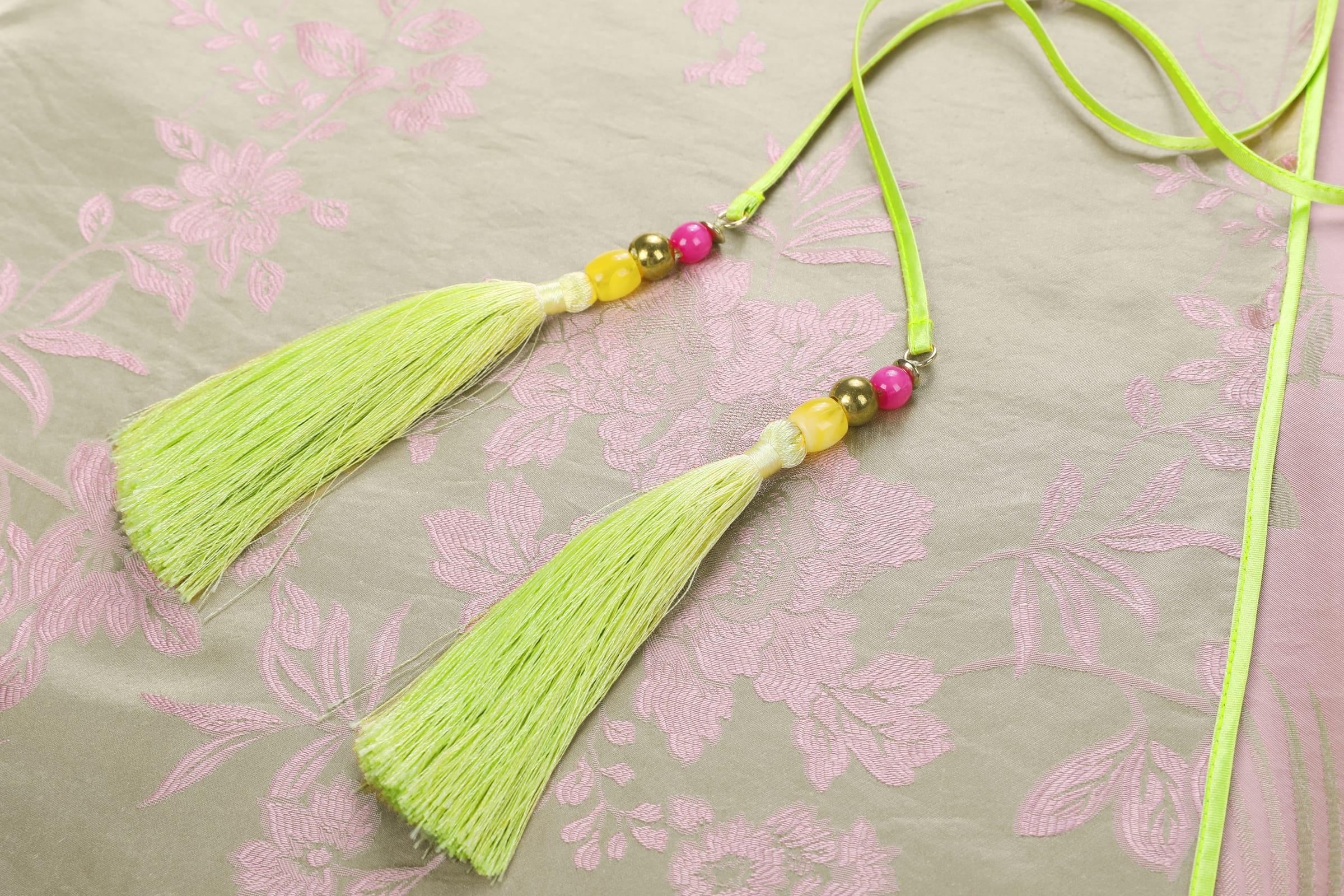 Phoenix Brocade Abaya Neon Green - image 7