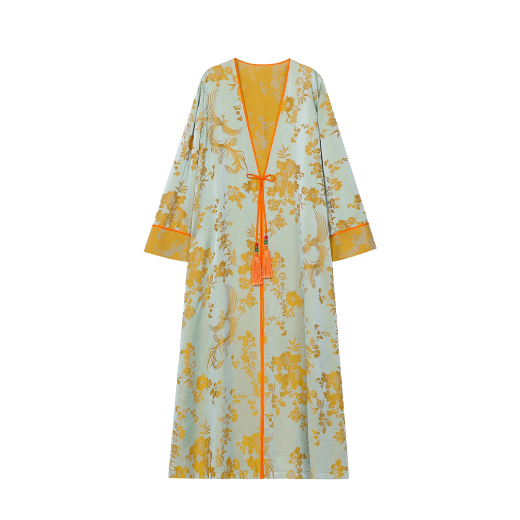 Phoenix Brocade Abaya Neon Orange - image 1