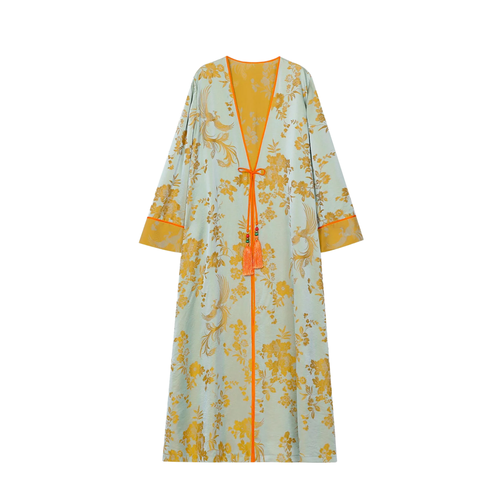 Phoenix Brocade Abaya Neon Orange - image 1