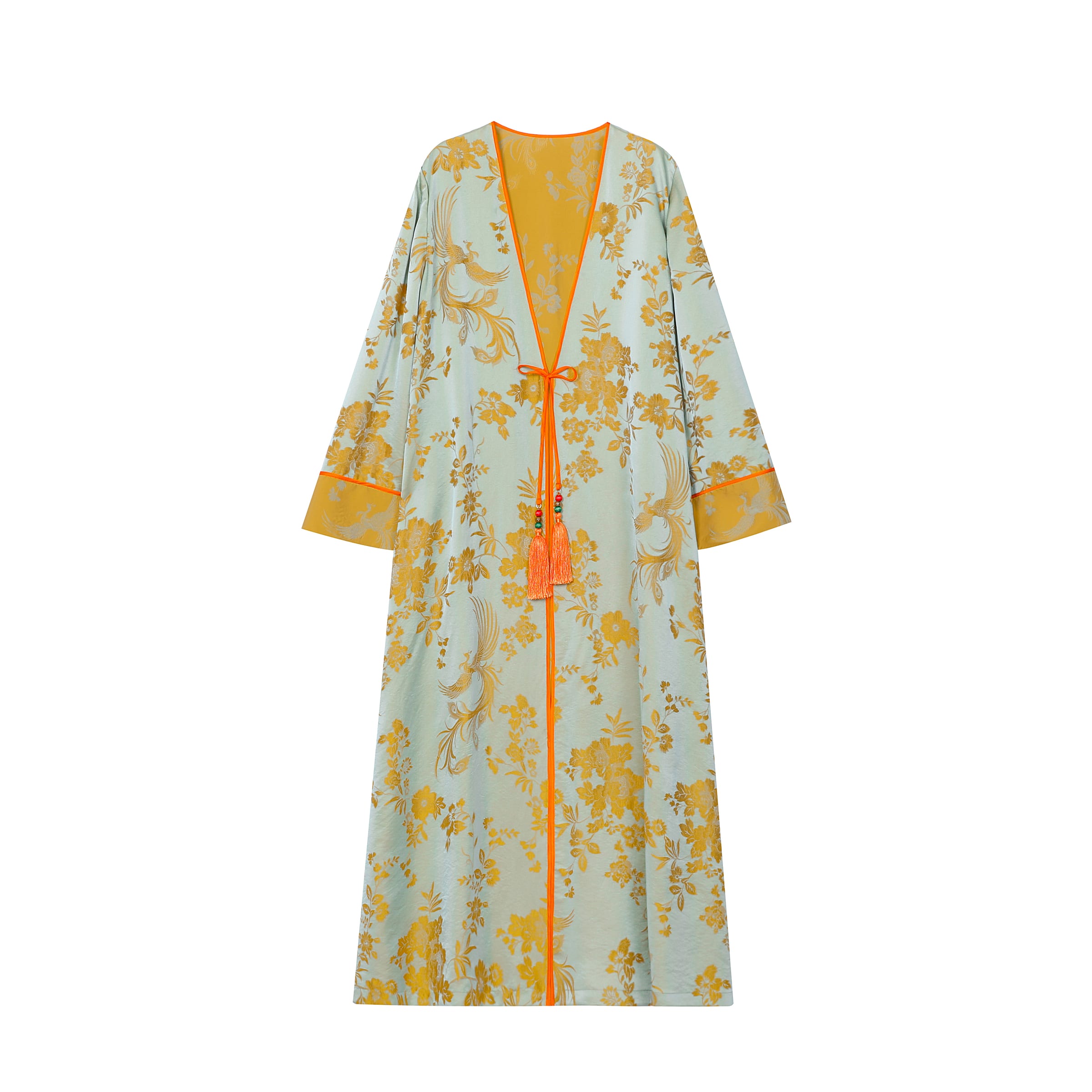 Phoenix Brocade Abaya Neon Orange - image 2