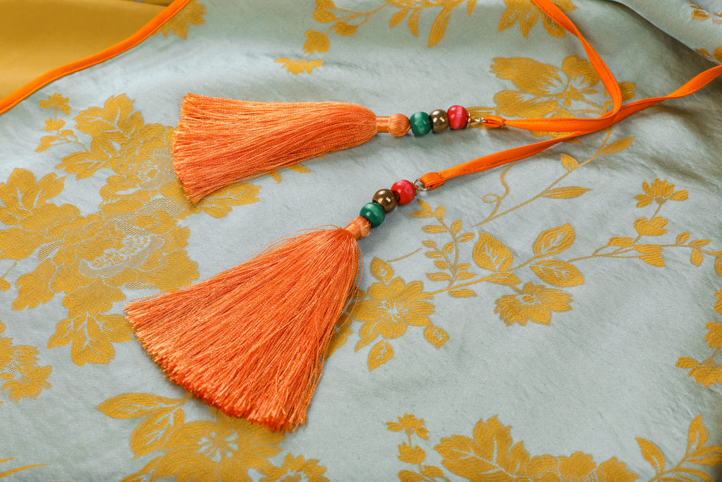 Phoenix Brocade Abaya Neon Orange - image 5