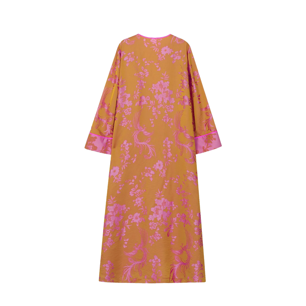 Phoenix Brocade Abaya Neon Pink - image 1
