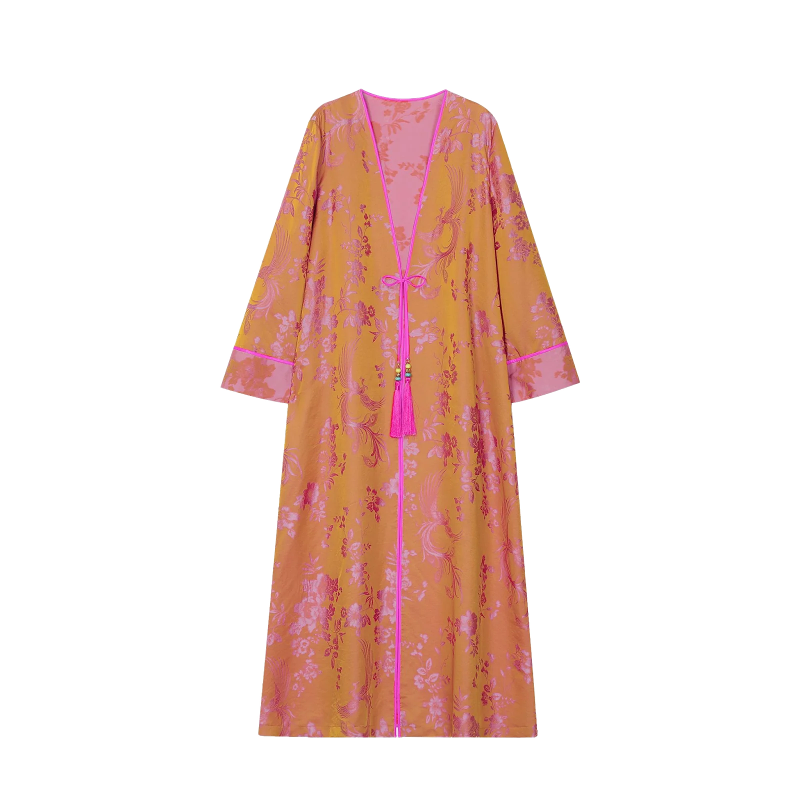 Phoenix Brocade Abaya Neon Pink - image 2