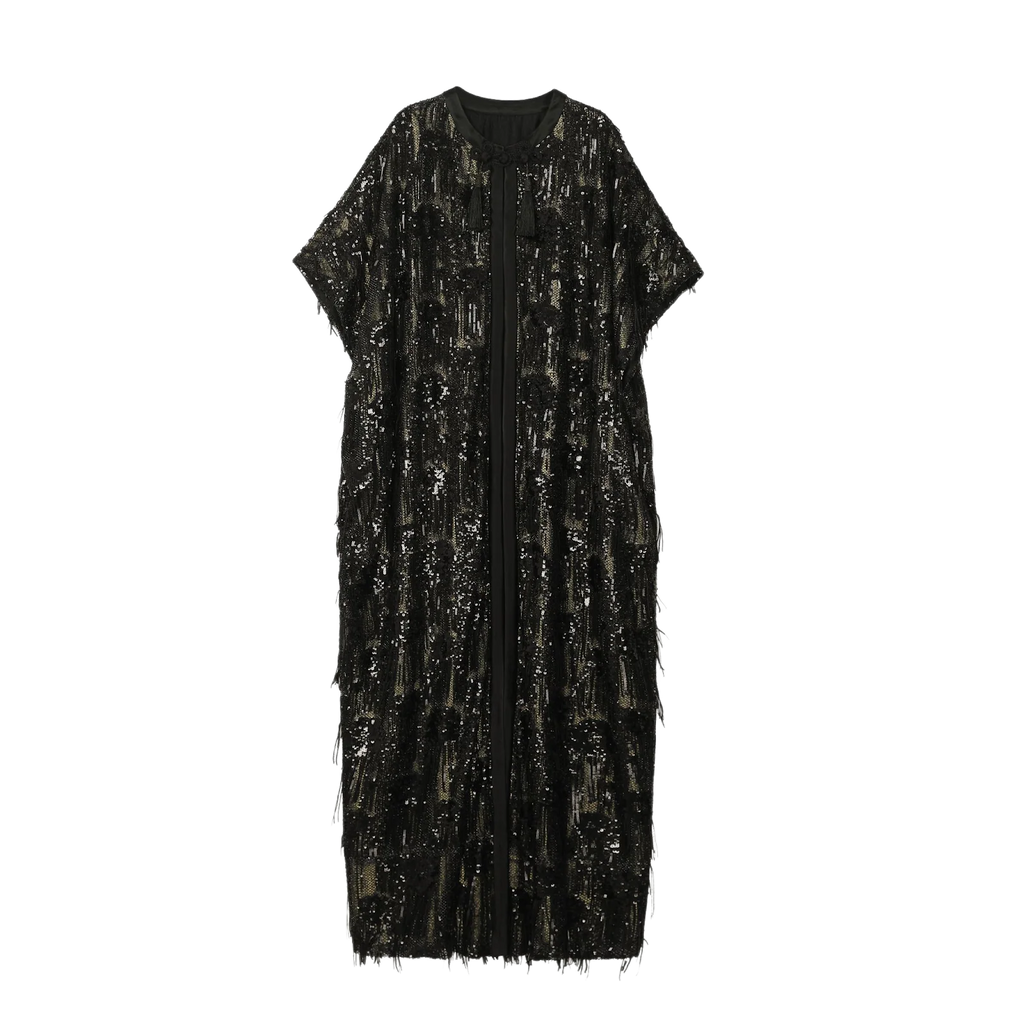 Sequin Fringe Cape Abaya - image 1