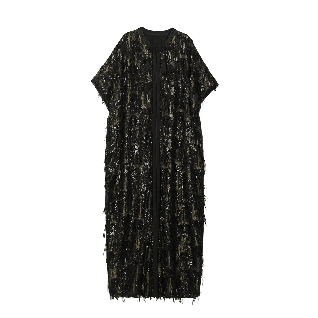 Sequin Fringe Cape Abaya - image 2