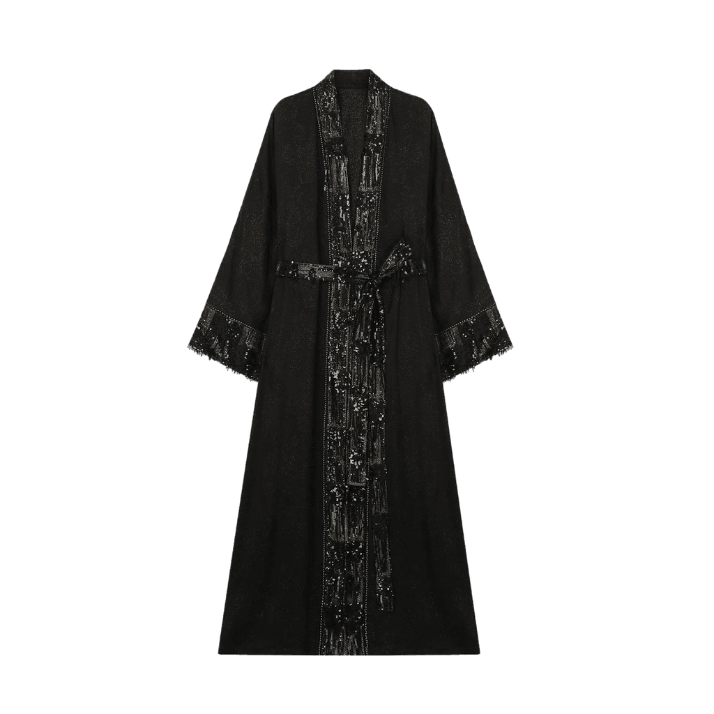 Metallic Knit Fringe Abaya - image 1
