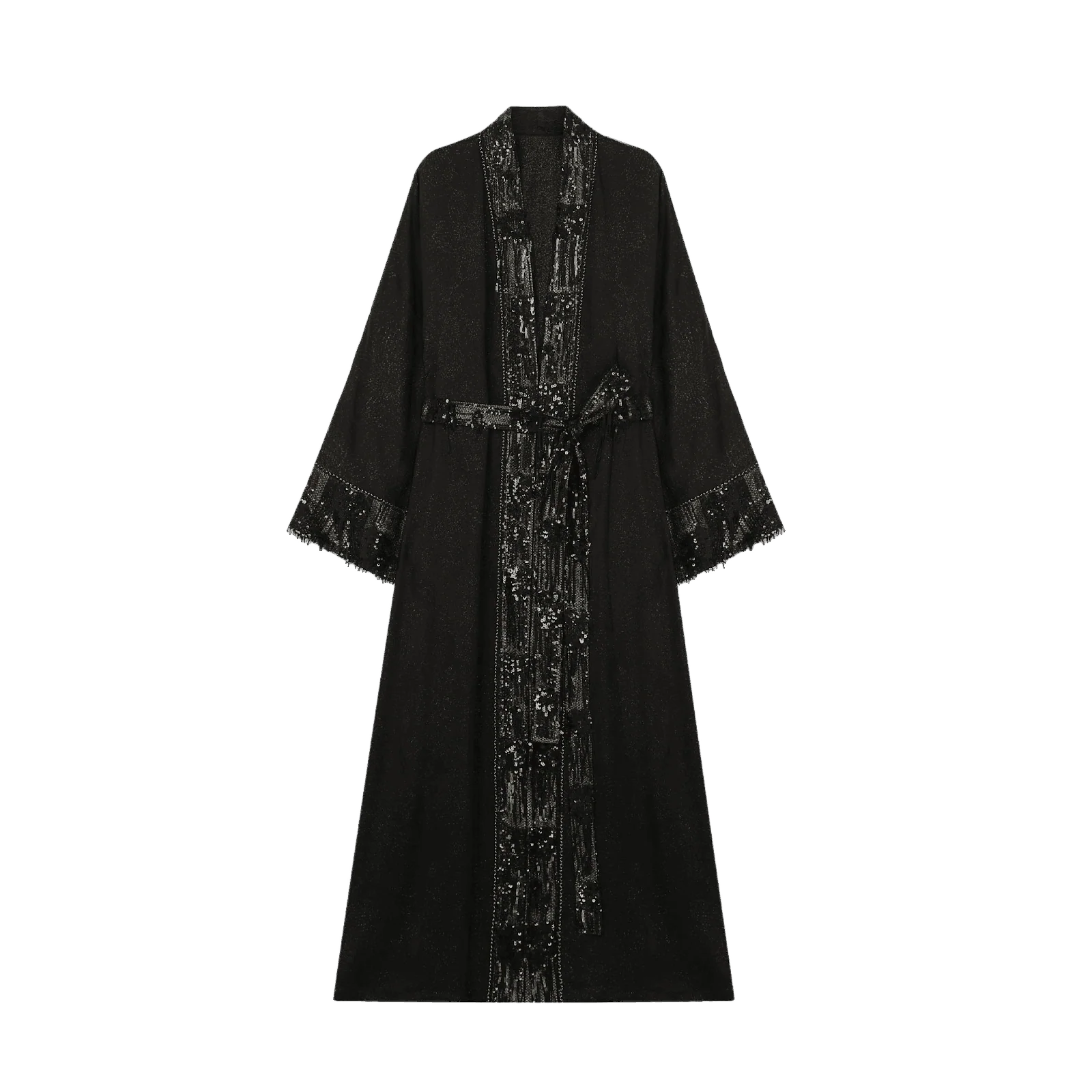 Metallic Knit Fringe Abaya - image 1