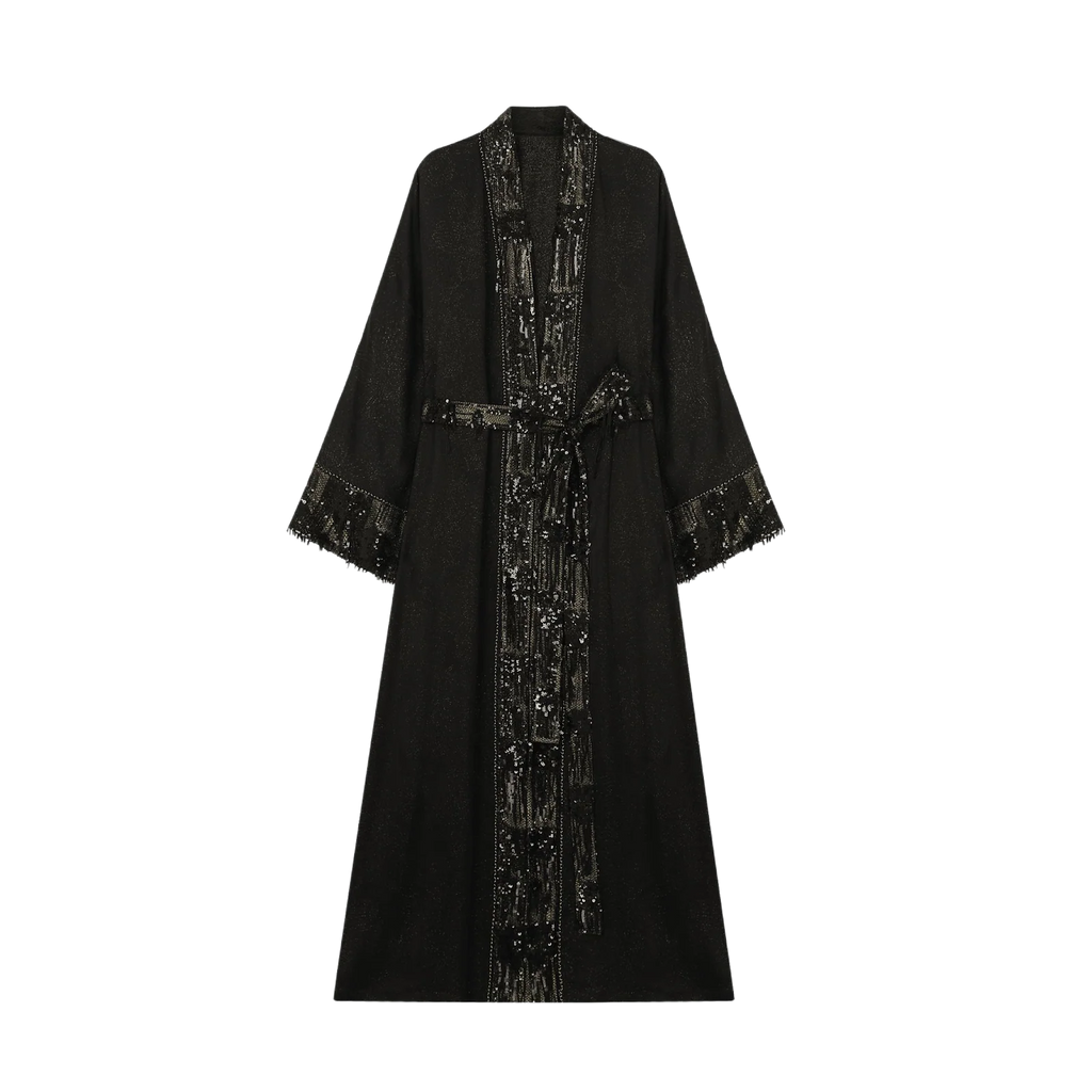 Metallic Knit Fringe Abaya - image 2