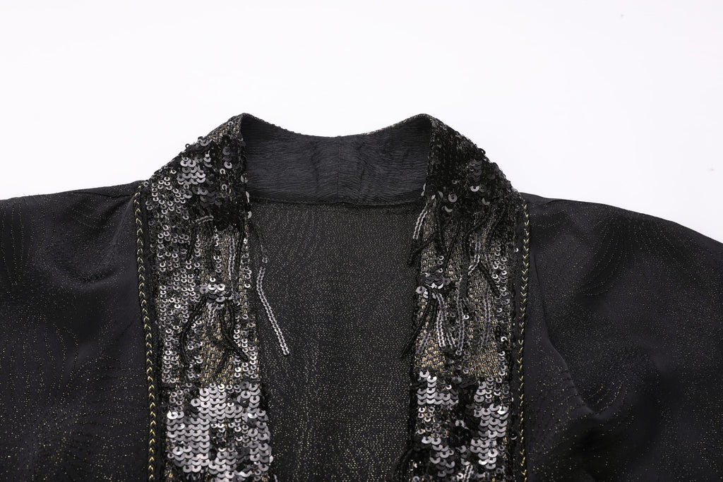 Metallic Knit Fringe Abaya - image 5
