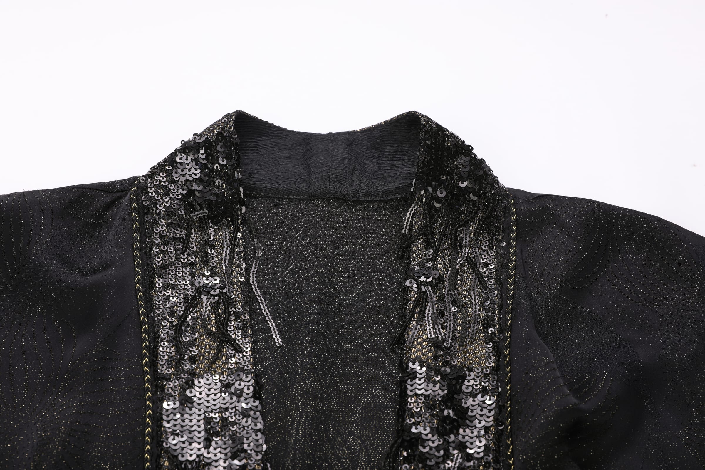 Metallic Knit Fringe Abaya - image 5