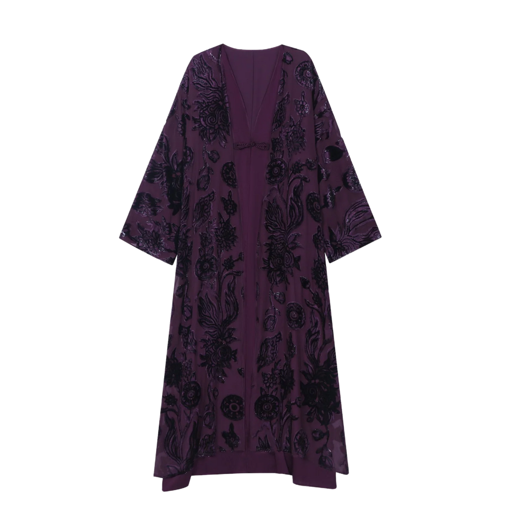 Plum Velvet Burnout Abaya - image 1