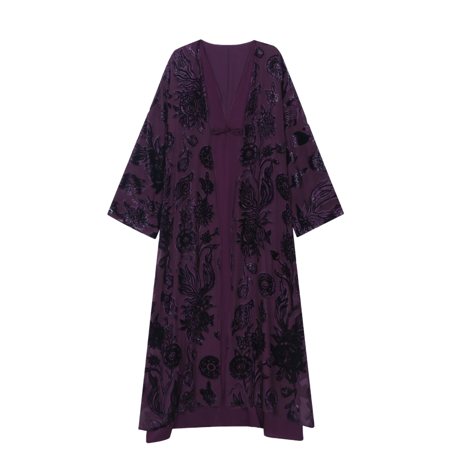 Plum Velvet Burnout Abaya - image 1