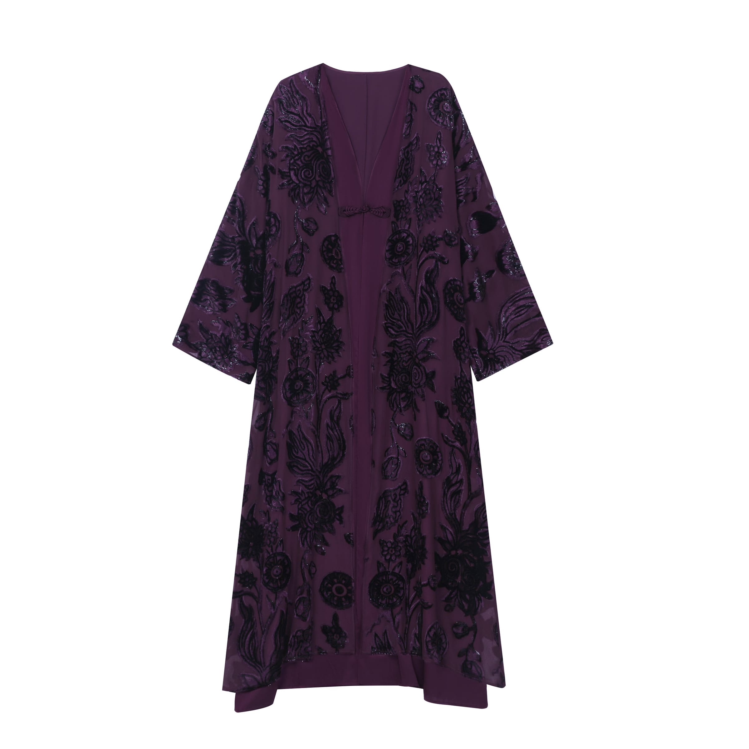 Plum Velvet Burnout Abaya - image 2