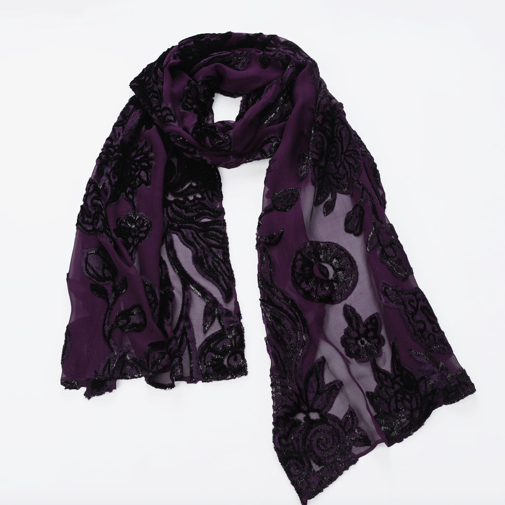 Plum Velvet Burnout Abaya - image 4