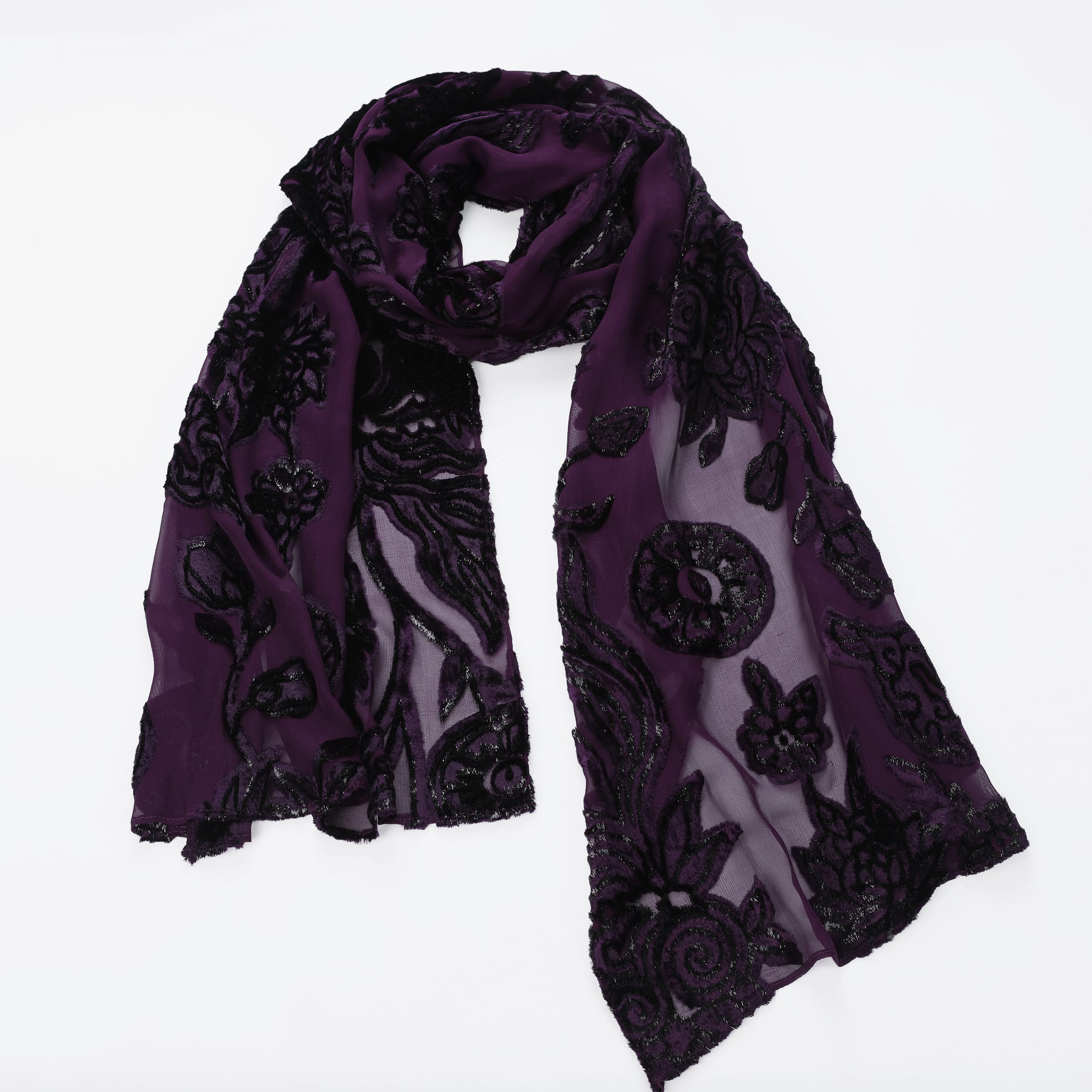 Plum Velvet Burnout Abaya - image 4
