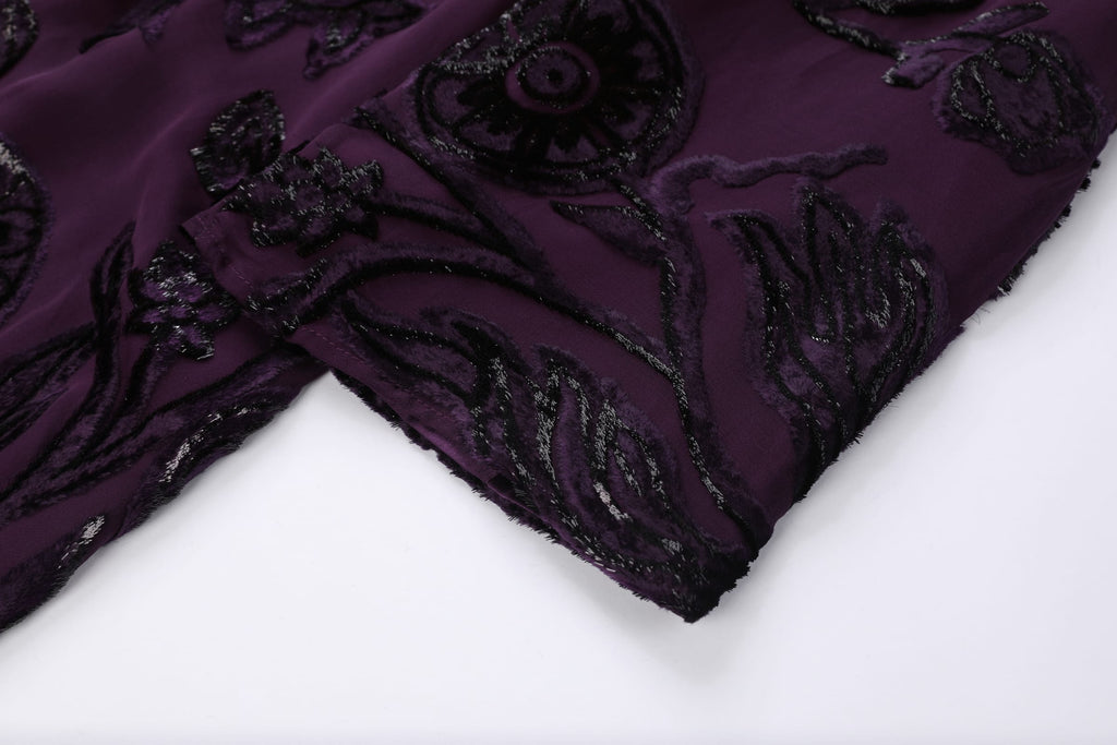 Plum Velvet Burnout Abaya - image 6